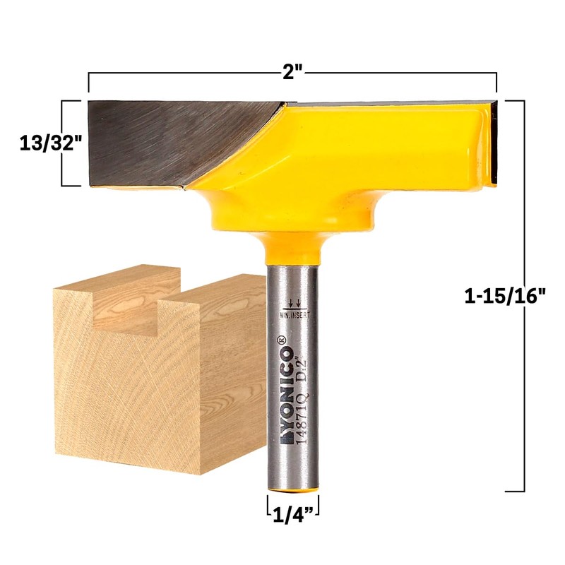Yonico Surfacing Planing Router Bits Bottom Cleaning 2-Inch Diameter 1/4-Inch