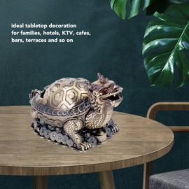 Vintage Ashtray with Lid, 3 Slots Dragon Turtle Windproof Ashtray for Home Patio Office Outdoors Indoor 7.6 x 4 x 4in