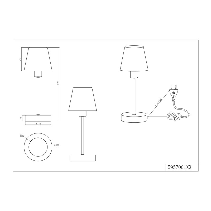 lightling Ludwig Table Lamp with Base in Matt Brass Metal