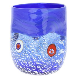Glass Of Venice Murano Drinking Glass - Silver Blue Mosaic