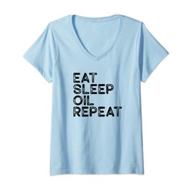 Womens Eat Sleep Oil Repeat Massagist V-Neck T-Shirt