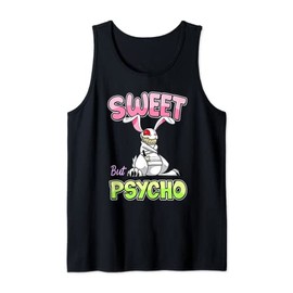 Sweet But Psycho Shirt Bunny Scary Gothic Rabbit Funny Tank Top, black, s