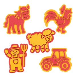 Baker Ross FE536 Farm Craft Foam Stampers - Pack of 10, Craft Stamps, Stamp Sets for Children, Ideal for Kids Arts and Crafts Projects