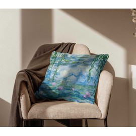 DECOPOW Water Lily Decorative Throw Pillow Cover,Claude Monet Lily Square 18X18 Inches Cover,Cover Only