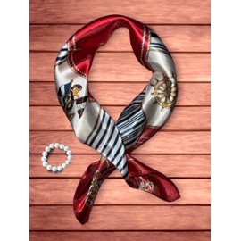 Satin Scarf, 20 x 20 inches, Luxurious Accessory for Neck, Head or Handbag (Red Marine)