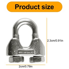 Thyonta 10 Pcs 304 Stainless Steel Cable Clamps M4 Durable Wire Rope Clips Versatile Steel Cable Tighteners for Industrial Household Transportation Use for Securing Equipment Cable