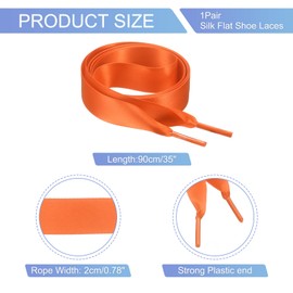 uxcell 39" Satin Ribbon Shoelaces, 3/4" Wide Silk Flat Shoe Laces Shoestring Silky Sneakers Shoelaces for Girls Women Shoe Decoration, Orange