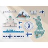 A5 Sticker Sheet Finland Vinyl Stickers - Map Country Holiday