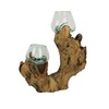 Molten Glass On Root Wood Double Decorative Bowl Vase Plant