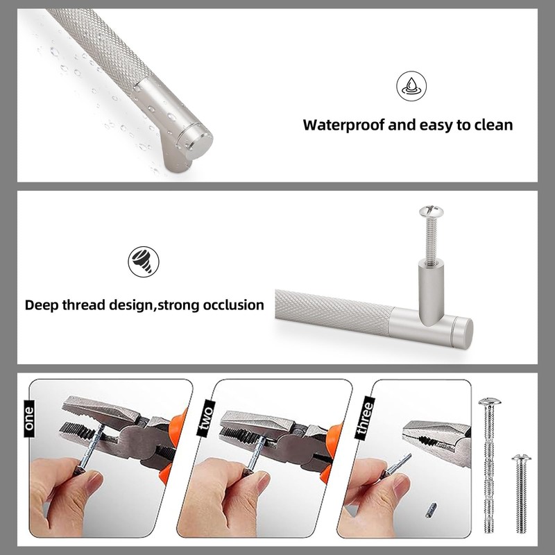 KOMOTIA 10 Pack Brushed Satin Nickel Cabinet Pulls knurled 3