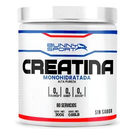 Creatina Monohidratada En Polvo Bunny 300g 60 Servicios Sin Sabor