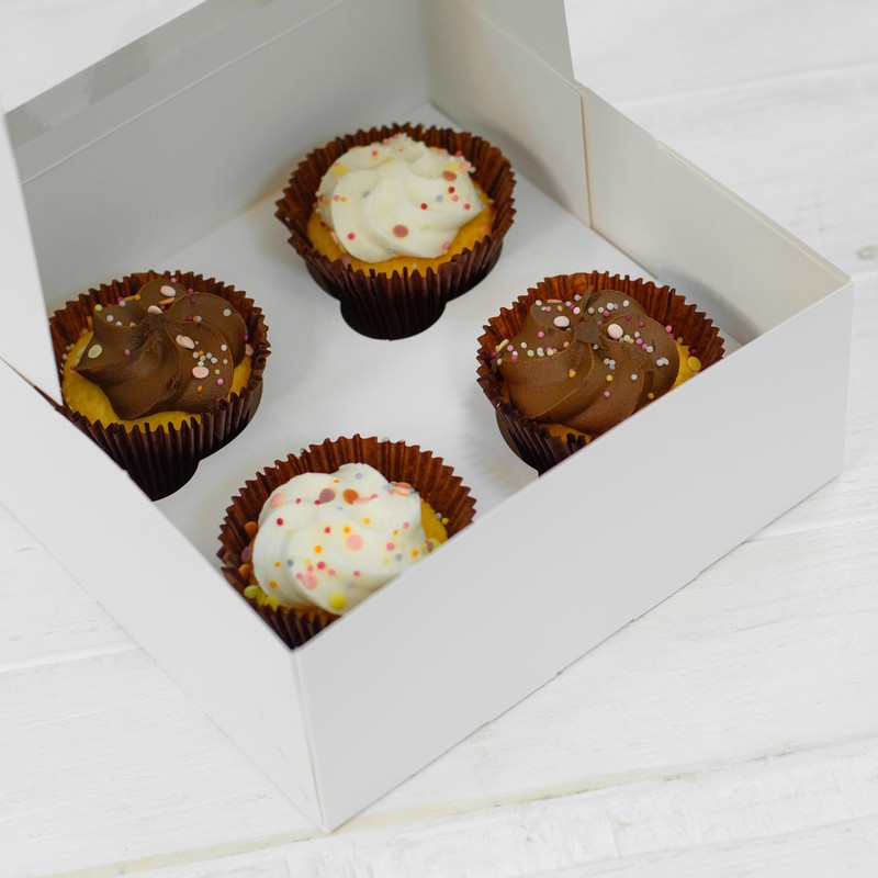 Culpitt 4 Hole Cupcake Box, 5 Pack, White Cupcake Boxes