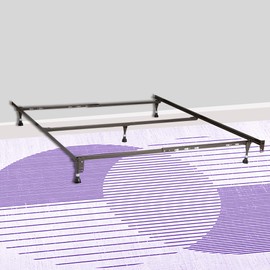 Highview Bedding, Modern Bed Frame with Center Support Leg, Strong and Stable Rail Steel Frames, Provides Ultimate Security, Dependable 5 Leg Bedding Support, Queen