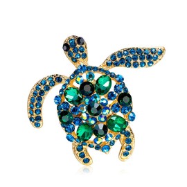 AILUOR Unisex Vintage Turtle Brooch, Fashion Rhinestone Crystal Large Turtle Brooches Jewellery Gifts Blue-a Adjustable, Metal, Cubic Zirconia