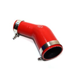 LTI Universal 51 mm a 76 mm 4 capas reforzado de alto rendimiento 2"-3" ID 45 grados Codo reductor de manguera de silicona con abrazadera de perno en T de acero inoxidable (2"-3") rojo