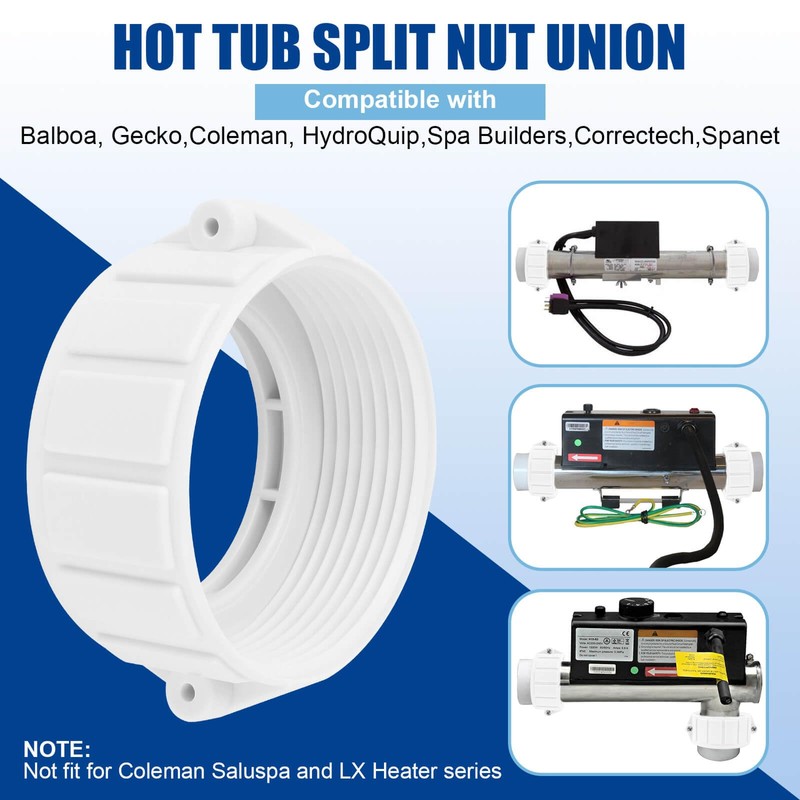 2" Spa Hot Tub Heater Split Nut Unions with Screw