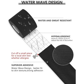 Athletic Tape, Kinesiology Tape - Hypoallergenic Sports Tape, BreathableTape, Water Resistant Tape, Wrist Tape Therapeutic Body Tape Turf Tape, (5cm *5m) Black