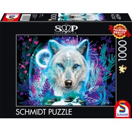 Schmidt Spiele 58515 Sheena Pike Neon Arctic Wolf Jigsaw Puzzle 1000 Piece
