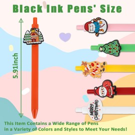 Crahalen Christmas Pens Bulk Ballpoint Gel Pens Black for Teachers Students Kids Fun Pen for Christmas Holiday Pen for Adults Office Gifts for Kids Students Xmas Stocking Stuffers for Coworker