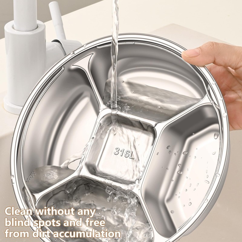 316L Stainless Steel Divided Steamer Tray with Double Handle Portion