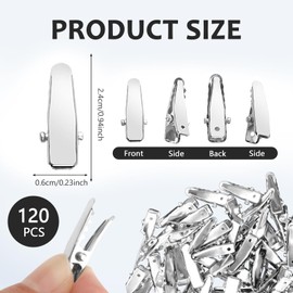 120pcs Alligator Clips Small Alligator Clips Silver Crocodile Clip Available for Hair Accessories Diy Supplies Crafts Accessories (1.6in)