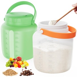 2 Pack Airtight Silicone Storage Containers Jar with Vent Lid 51floz, Handle, Collapsible, Leakproof Food Canisters for Kitchen Pantry, Cookie, Cereal, Flour, Rice, Fermentation, Egg & Microwave Safe