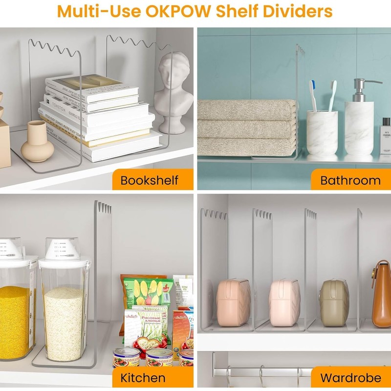 OKPOW Acrylic Shelf Dividers for Closet Organization - 10" Tall