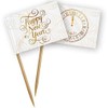 Folat 04449 50 Party Picks White with Gold Print Happy