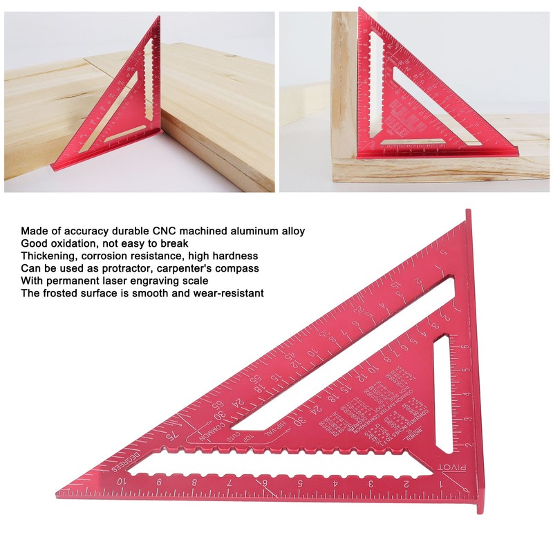 Woodworking Triangle Aluminum Alloy Red Corrosion Resistance Clear Scale Carpentry