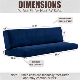 2 Piece RV Couch Covers for Sofa Bed, Stretch Elastic Camper Slipcover for RV Jackknife Sofa Bed, Washable Anti-Slip Furniture Protector, Pet Friendly & Wrinkle Free(Navy Blue)