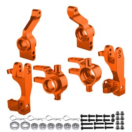 HobbyPark Aluminum Steering Blocks Caster Blocks C-Hubs Stub Axle Carriers Left & Right with Ball Bearings Replace 6837 6832 1952 for Traxxas 1/10 Slash 4x4 Hop Parts (Orange)