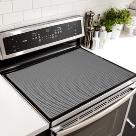 Silicone Stove Top Covers For Electric Stove, 28 X 20 Inch Large Electric Stove Cover Mat, Heat Resistant Glass Stove Top Cover, Glass Cooktop Protector for Additional Space, Easy To Clean,Gray Wavy