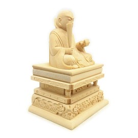 Kurita Buddhist Statue [Soshi High Priest] 15155 Nichiren Seated Statue (total height 4.5 inches (11.5 cm), Width 3.1 inches (8 cm), Depth 2.4 inches (6 cm)), Luxury Wood Carving in Cypress Wood,