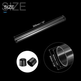 PATIKIL Clear Rigid Tube Round Plastic Tubing with Black Rubber Caps Polycarbonate Water Pipe, 305mm/ 12 Inch Length, 23mmx25mm/0.91"x0.98", 2 Set