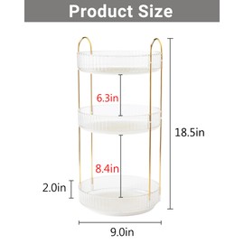 Asayuee 360 Rotating Makeup Organizer,2 Tier Large Capacity Make Up Organizers and Storage,Skincare Perfume Vanity Organizers,Bathroom Cosmetics Storage Organizer Countertop (Clear-3 Tier)