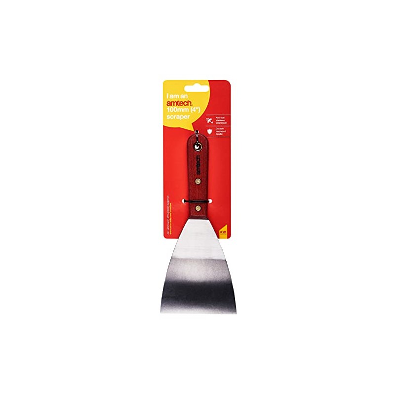 Amtech G0900 100mm (4") Heavy Duty Scraper with Wooden Handle
