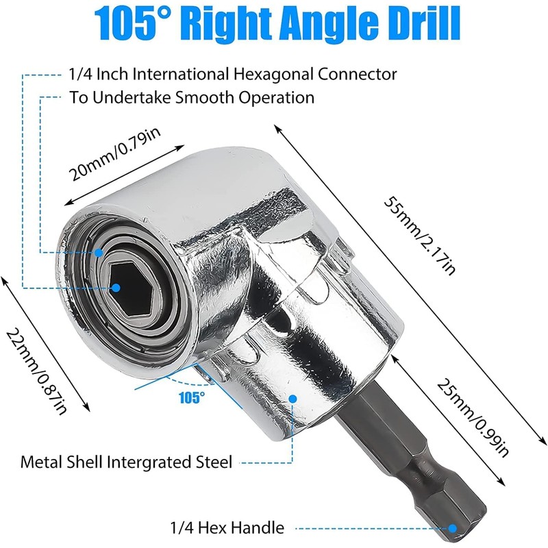 SUNJOYCO 3PCS Magnetic Pivot Drill Bit Tip Holder & 105°