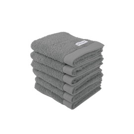 Tom Tailor Guest Towels, Set of 6, 30 x 50 cm, 100% Cotton/Terry Towels, with Hanger and Label with Logo, Colour Bath Towel Grey (Moody Grey)