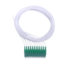 Elfcam® - LWL Pigtail Set Singlemode OS2 with Plug Type LC/APC, Consists of 12 Individual Fibre Optic Pigtails, White