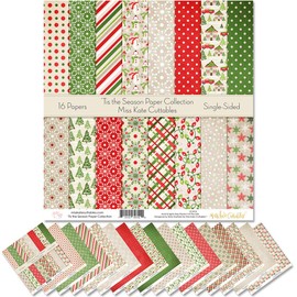 Pattern Paper Pack - 'Tis the Season - Scrapbook Specialty Paper Single-Sided 12"x12" Collection Includes 16 Sheets - by Miss Kate Cuttables