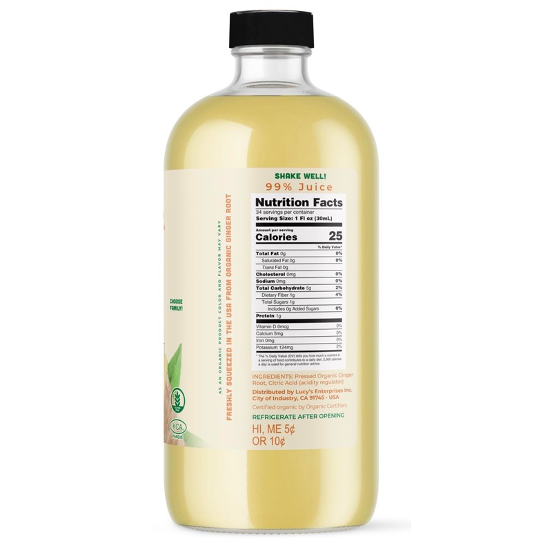 Lucy’s Family Owned - PERUVIAN Organic 99% Pure Ginger Juice,