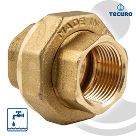 tecuro Straight Angle Fitting Flat Sealing 1 Inch Female / Female Thread Brass Blank CW617N Including HD Press Seal