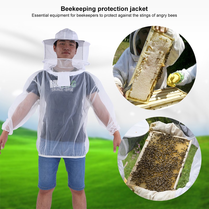 Professional Beekeeper Jacket Transparent Beekeeping Protective Suit Equipment with Hooded