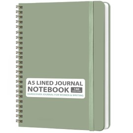 VALOME Journaling Notebooks, A5 Lined Spiral Notebook for Women & Men, 146 Pages College Ruled Hardcover Note Book for Work, Note Taking, Journaling, School, Writing (Green)