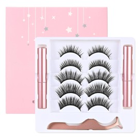 MOTIBACK 10 Pcs Reusable False Eyelashes,Natural 3D Wispy Lashes with Eyeliner Pencil, No Glue Needed for Various Makeups