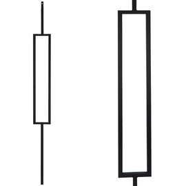 Iron Staircase/Railing Baluster - Rectangle 1/2inch Bar (Set of 5) Stain Black Hollow- Square Wrought Iron Contemporary Stair Baluster Spindle 9089CS 1/2inch x 44inch