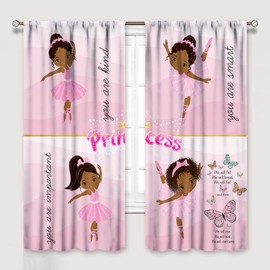 Cortinas afroamericanas para niños, cortinas afroamericanas para ventana, para recámara, lindas bailarinas, 2 paneles de 42 x 45 pulgadas