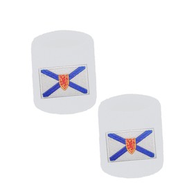 2 Packs Nova Scotia Wristbands Set,4 Inch Nova Scotian NS-Province Flag White Sweatband,Wrist Band Sweat Band for Football Basketball Hockey Sport Working Out Patriotic Decoration