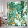 ZCHOMI Green Marble Shower Curtain Emerald Green and Gold Ombre