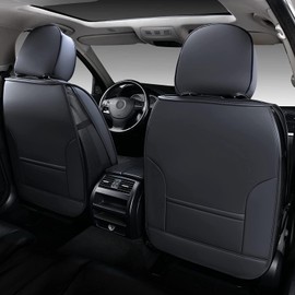 Coverado Front Car Seat Covers, Faux Leather Ford F150 Seat Covers for Cars Fit for 2015-2025 Ford F150 SuperCrew and 2017-2025 Ford F250 F350 F450 Super Duty Crew Cab (Black&Gray)